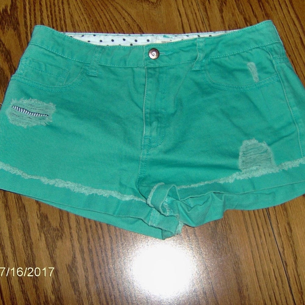 Forever 21 Jean Shorty Shorts - Green Cotton Short